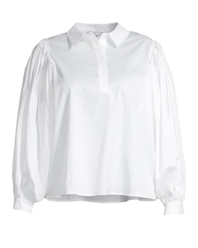 Front of a size 3X Lois Popover Shirt in White by HARSHMAN. | dia_product_style_image_id:314265